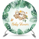 Aperturee - Aperturee Round Green Monstera Koala Backdrop For Baby Shower